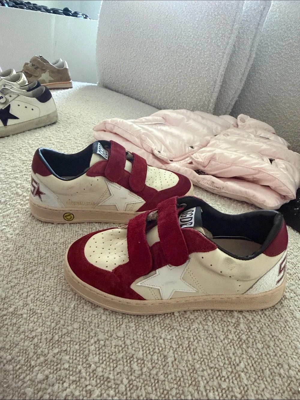 Golden Goose Kids Red and Cream Velcro Star Sneakers